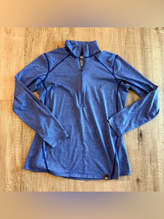 REI Tops - REI Co-op Womens L Half Zip Pullover Blue Heather Performance Hiking Athletic